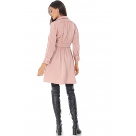 Short silk mix dress Aimelia DR4467 in Pink with an elasticated waist