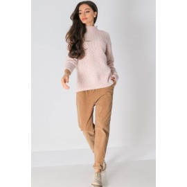 Soft chunky high neck jumper ,Pink, Aimelia BR2635
