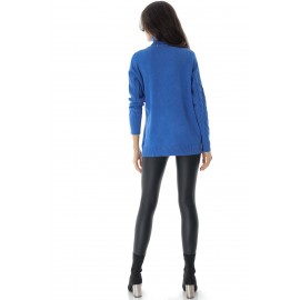 Soft high neck jumper with a cable design, Blue, Aimelia BR2656