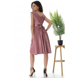 Vintage style midi dress with pockets in soft satin - DR4544