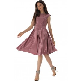 Vintage style midi dress with pockets in soft satin - DR4544