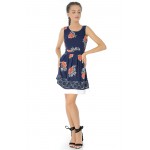 Navy floral sleeveless dress Aimelia - DR3437
