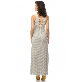 Long grey dress in white stripes - DR2939