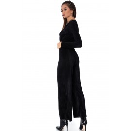 Black pleated jumpsuit with long sleeves - AIMELIA - DR295