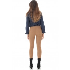 Beige fitted trousers with a belt - Aimelia - TR331
