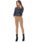 Beige fitted trousers with a belt - Aimelia - TR331