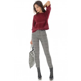 Gray trousers, with side pockets and black belt, Aimelia - TR333