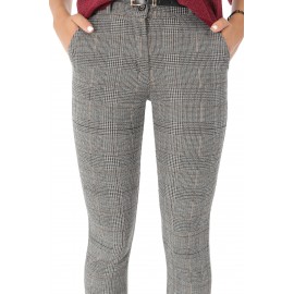 Gray trousers, with side pockets and black belt, Aimelia - TR333