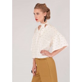 Cream and gold short sleeves top Aimelia - BR2083